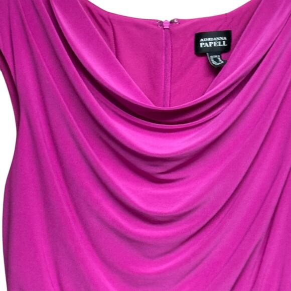 Adrianna Papell Cowlneck Shutter Pleated Sheath Dress Flamingo Pink Size 6 - Picture 6 of 8
